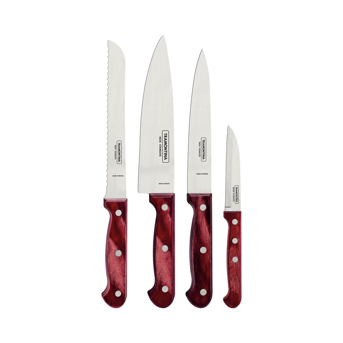 Tramontina Polywood Knife Set - Red Wood, 4 Pieces