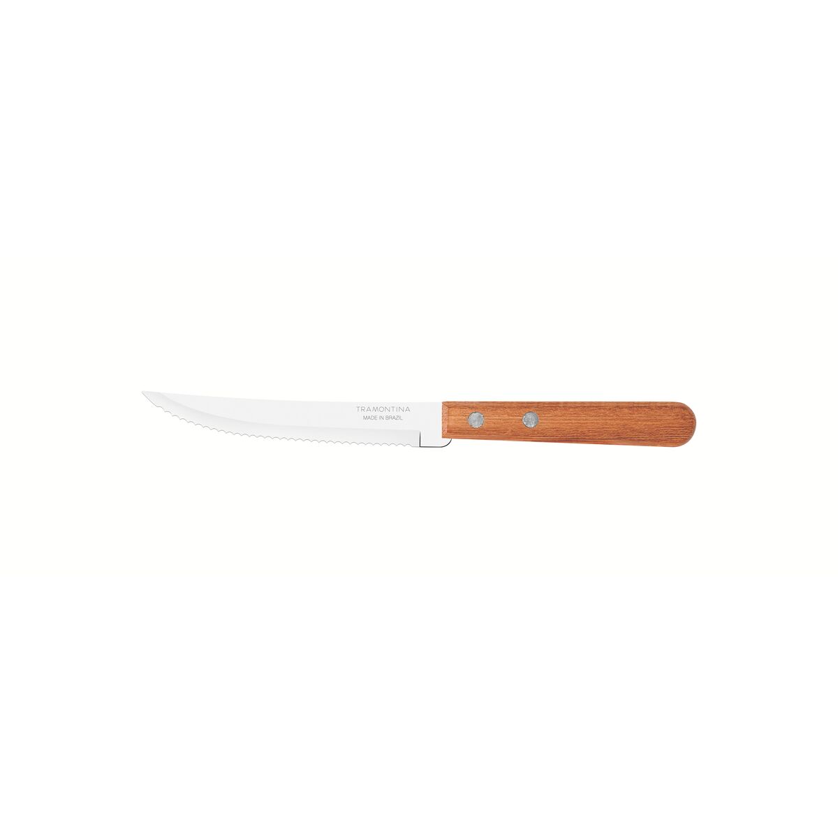 TRAMONTINA Dynamic 12.5 cm Steak and Fruit Knife – Stainless Steel Blade with Natural Wood Handle, Serrated Edge for Precision Cutting - Designed for High Performance and Durability, Ideal fo
