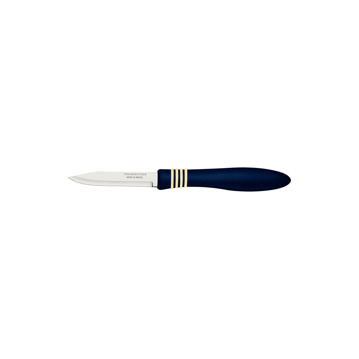 TRAMONTINA Cor & Cor Fruit and Vegetable Knife, Stainless Steel Blade for Precise Cutting, Ergonomic Polypropylene Handle, Comfortable and Durable - 7.5 CM - Blue - Designed for Hi