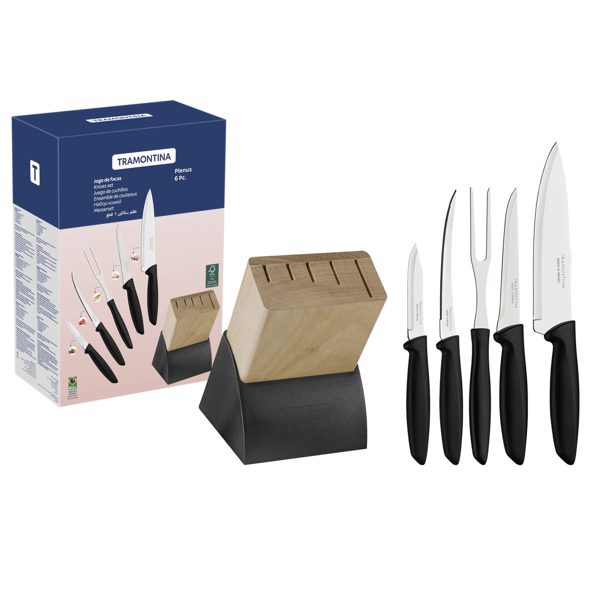 TRAMONTINA 6 pcs. Knives set -Black - Designed for High Performance and Durability, Ideal for Professional and Home Kitchens, Precision Crafted for Every Culinary Task