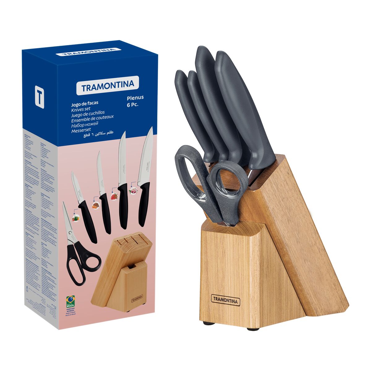 Tramontina Plenus Knife Set - Gray, 6 Pieces
