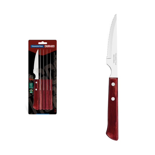 Tramontina Churrasco Knife Set 10 cm - Red Wood, 6 Pieces