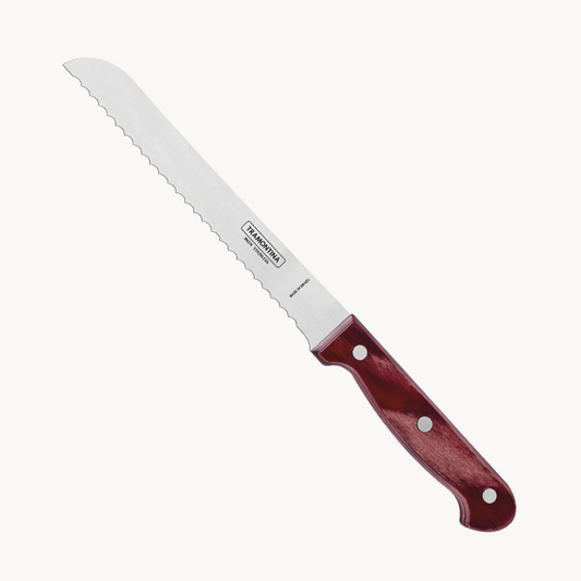 Tramontina 7-Inch Bread Knife, Red Wood, Polywood