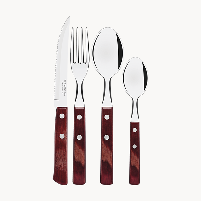 24 Pcs Red Handle Cutlery Set