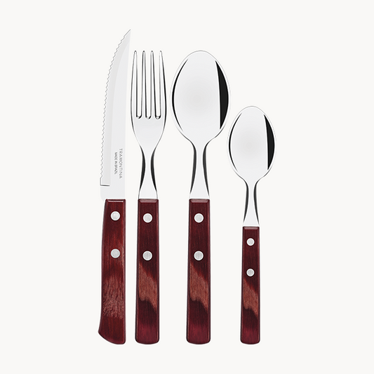Tramontina 24 Pcs Red Handle Cutlery Set