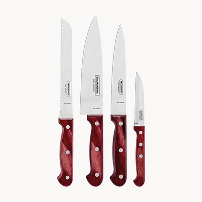 Tramontina 4-piece Knife Set, Red Wood | ShararCo