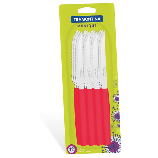 Tramontina Munique Knife Set 12.5 cm - Red, 12 Pieces