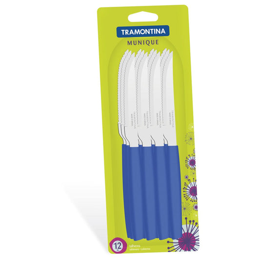 Tramontina Munique Knife Set 12.5 cm - Blue, 12 Pieces