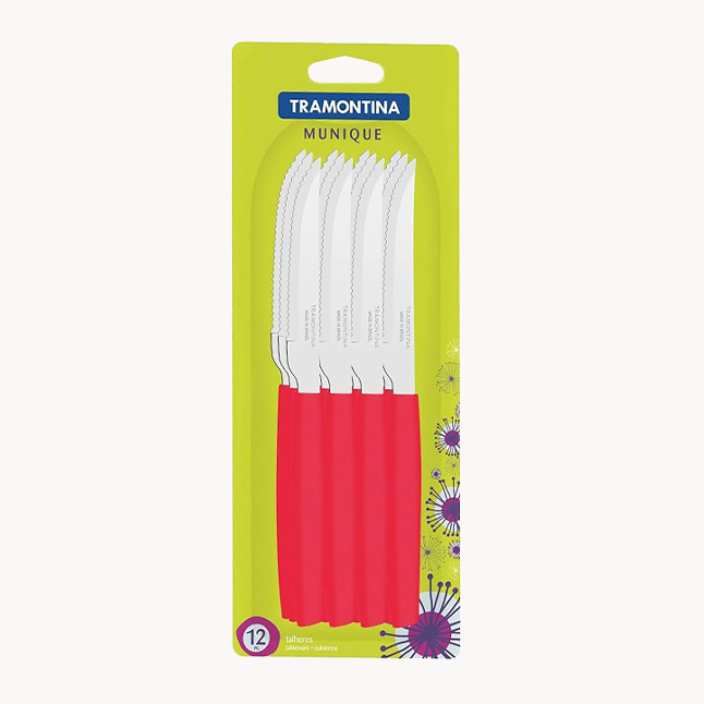 12-Pc BBQ Knife Set, Red