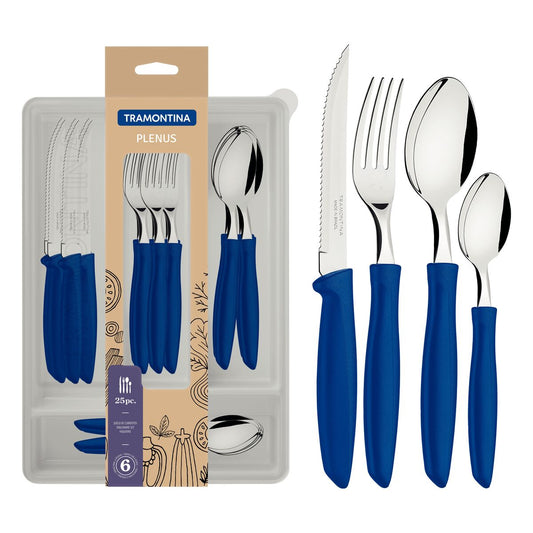 Tramontina Plenus Cutlery Set - Blue, 25 Pieces