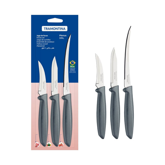 Tramontina Plenus Knife Set - Gray, 3 Pieces