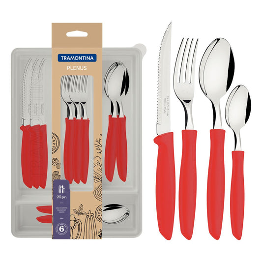 Tramontina Plenus Flatware Set - Red, 25 Pieces