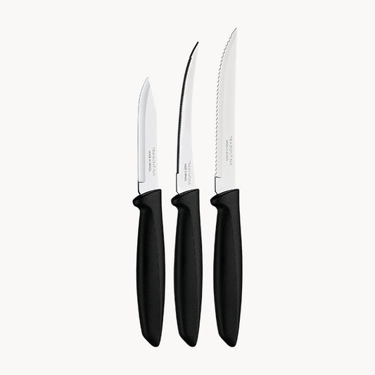Tramontina 3-Piece Knife Set, Black, Black