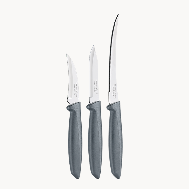 Tramontina 3-Piece Knife Set, Gray | ShararCo