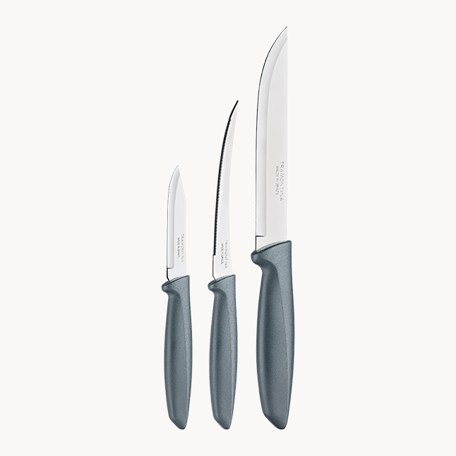 3-Piece Knife Set, Gray