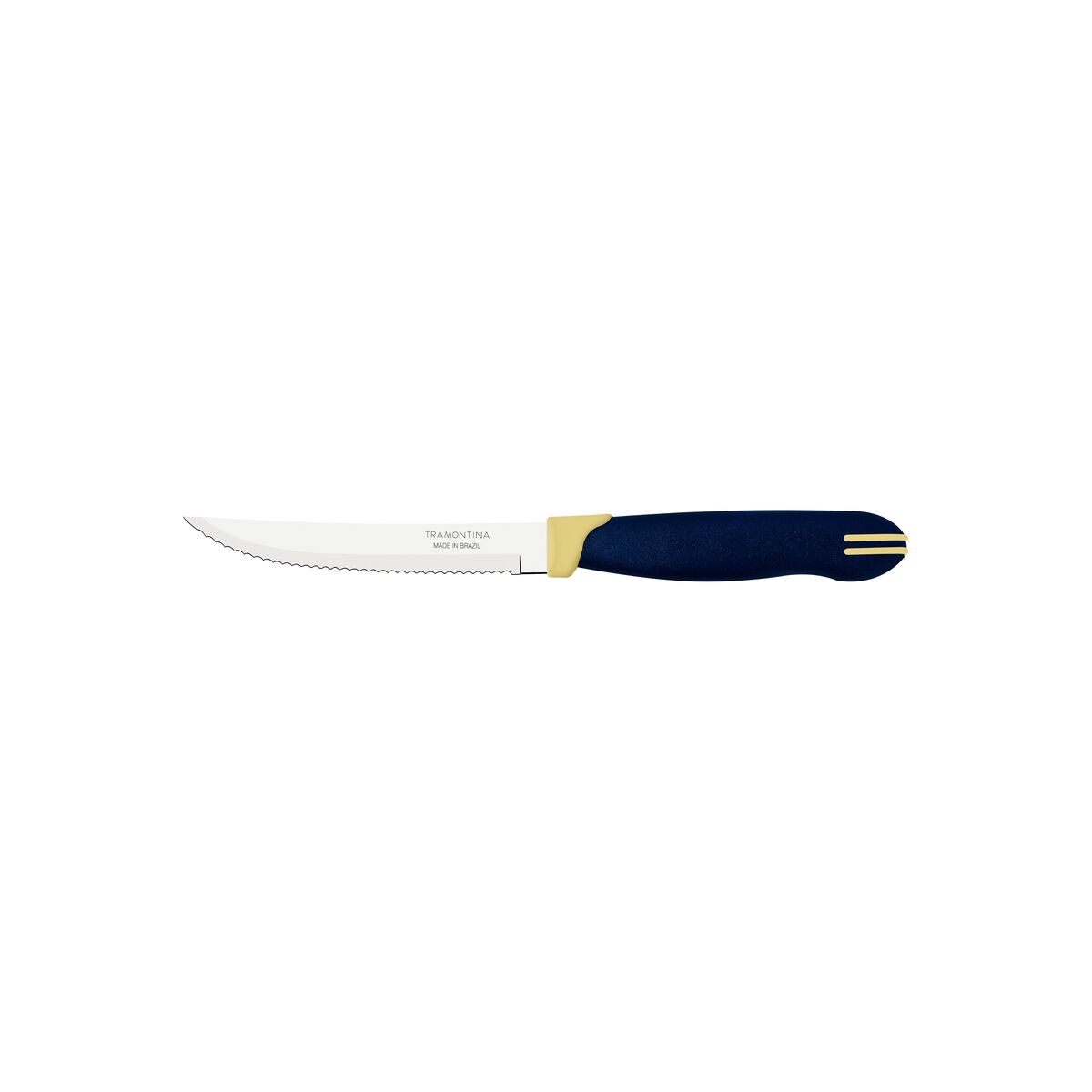 Tramontina Multicolor 12.5 cm Steak Knife, Stainless Steel Blade, Blue and Cream Polypropylene Handle, Durable and Dishwasher Safe - 1 Piece