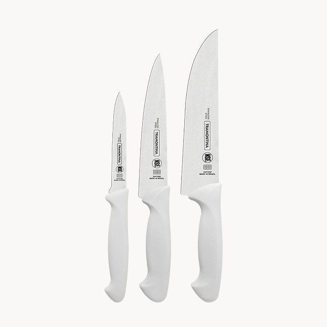 3-Piece Knife Set, White