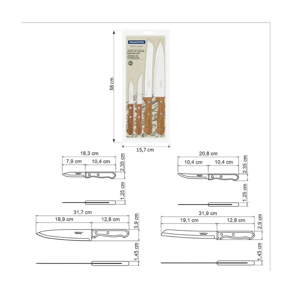 Tramontina 4 Piece Chef Knives Set
