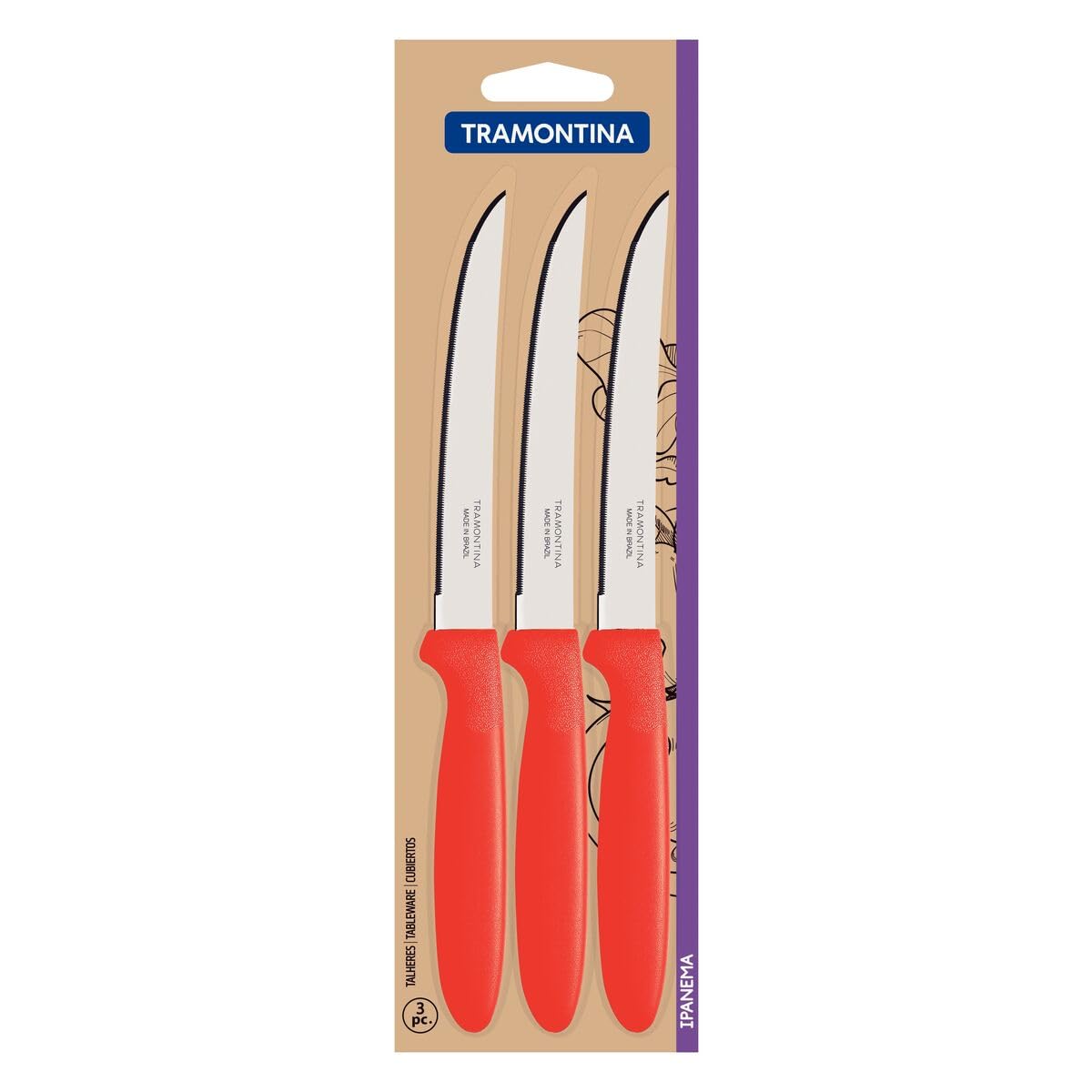 Tramontina Fruit Knife with Handle 3-Piece Pack