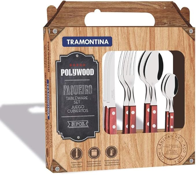 Tramontina 24-Piece Red Technobois Cutlery Set