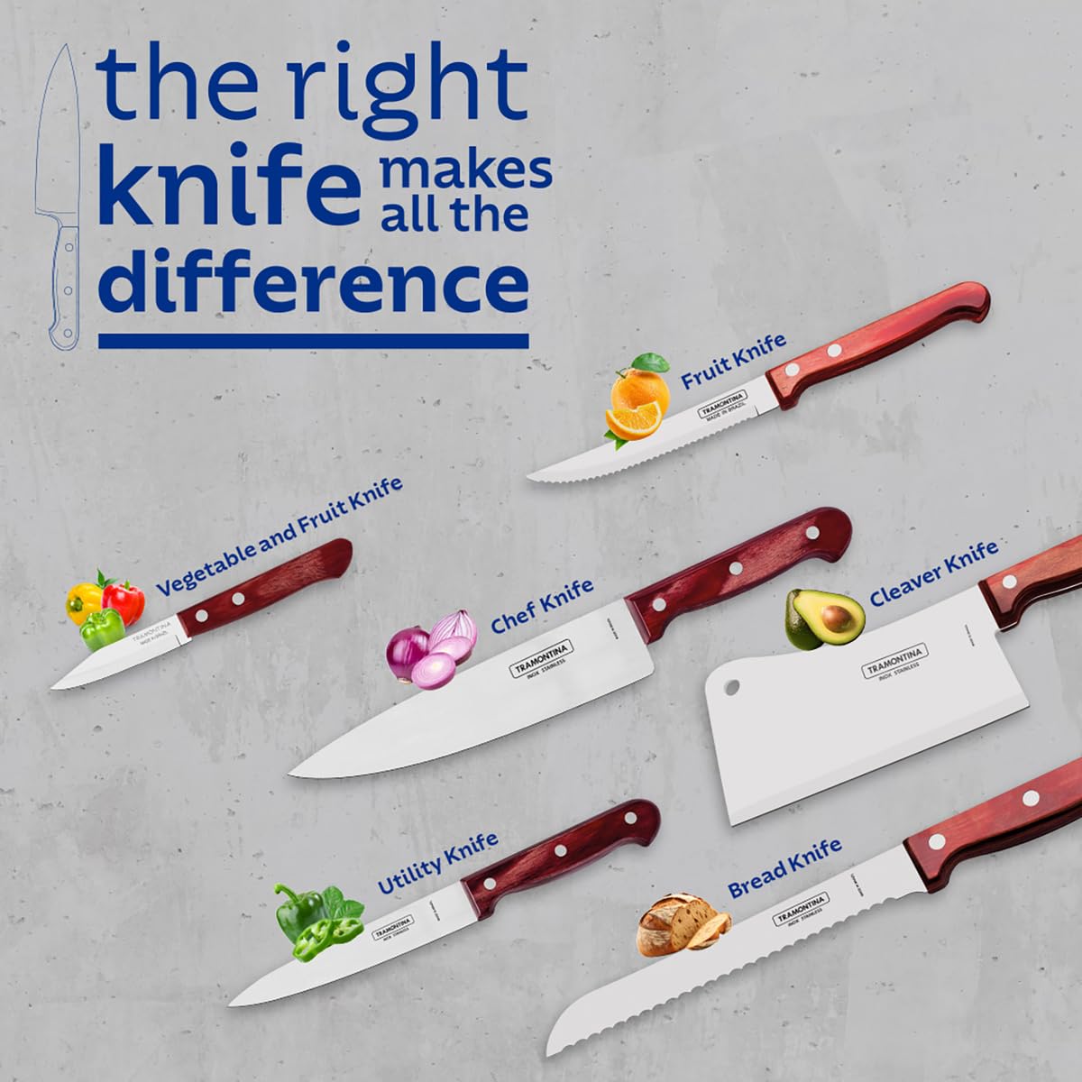 Tramontina Polywood Stainless Steel Bread Knife with Wooden Handle