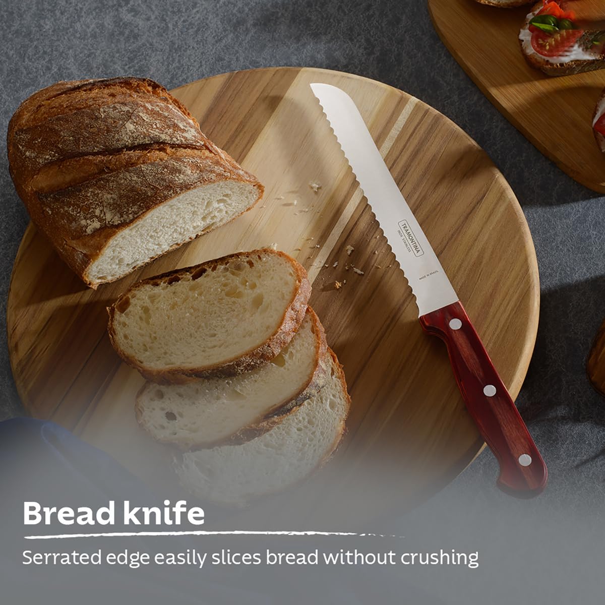 Tramontina Polywood Stainless Steel Bread Knife with Wooden Handle