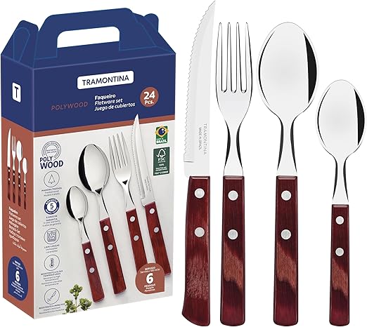 Tramontina 24 Pcs Red Handle Cutlery Set | ShararCo