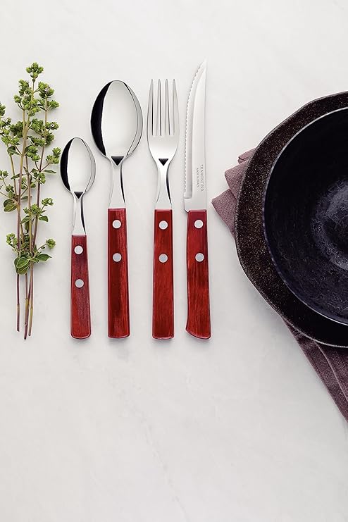 Tramontina 24 Pcs Red Handle Cutlery Set | ShararCo