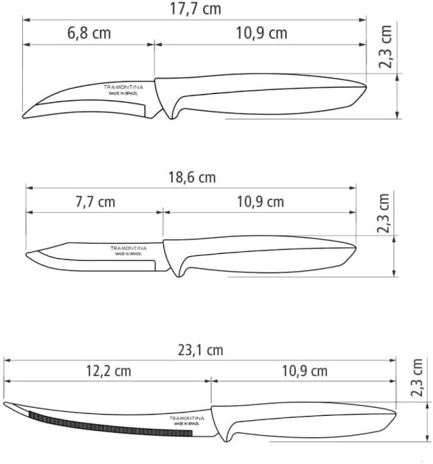Tramontina 3-Piece Knife Set, Gray | ShararCo