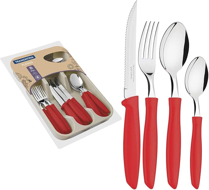 Tramontina 24-piece Cutlery Set, Red | ShararCo